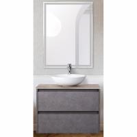 Комплект мебели для ванной BelBagno SET-KRAFT-700-PG-CDEC-BB344-LOY-GRT-600/800 с зеркалом и смесителем Pietra Grigio, столешница - Cemento Decorato (с нанесением узора)