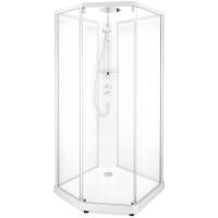 Душевая кабина Ido Showerama 10-5 100x100 пятиугольная профиль Белый стекло прозрачное