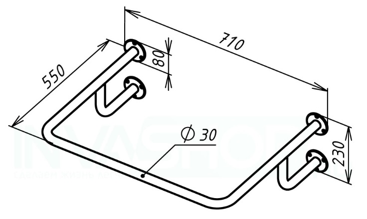 Поручень для инвалидов для раковины верхний (ПР-05.03.710.550.230)