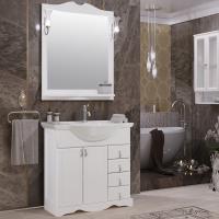 Комплект мебели для ванной Opadiris Клио 80 Белый матовый со светильником Рустика Хром