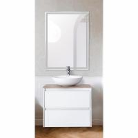 Комплект мебели для ванной BelBagno SET-KRAFT-600-BO-CDEC-BB344-LOY со смесителем Bianco Opaco, столешница - Cemento Decorato (с нанесением узора)