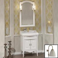 Комплект мебели для ванной Opadiris Лоренцо 60 Белый матовый со светильником Изабель Бронза