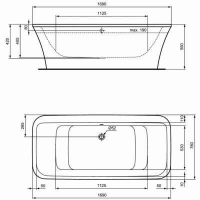 Акриловая ванна Ideal Standard Connect Air E113801 170х78 без гидромассажа