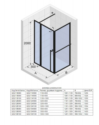 Душевой уголок Riho Lucid GD203 110х100 GD211W100 профиль Белый стекло прозрачное