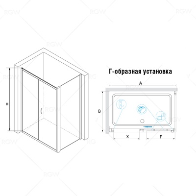 Душевой уголок RGW Passage PA-42 140x90 профиль Хром стекло прозрачное