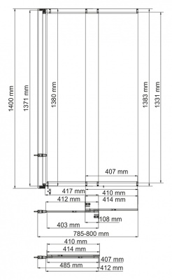 Шторка на ванну WasserKRAFT Main 80x140 41S02-80 Хром Прозрачная