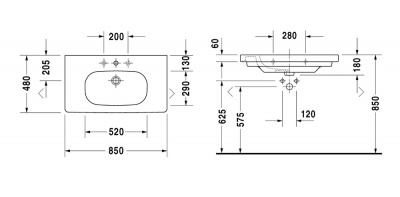 Раковина Duravit D Code 85 03428500602 Белая