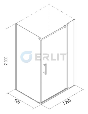 Душевой уголок Erlit ER10112H 120x90 профиль Матовый хром стекло прозрачное