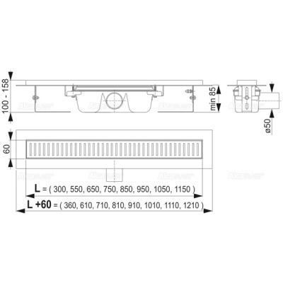 Душевой лоток Alcaplast APZ1-850 без решетки