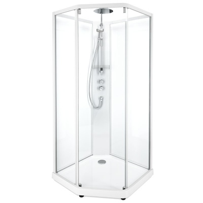 Душевая кабина Ido Showerama 10-5 90x90 пятиугольная профиль Белый стекло прозрачное