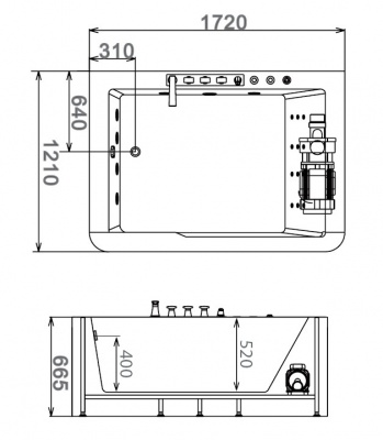 Акриловая ванна Gemy G9226B 172х121 с гидромассажем