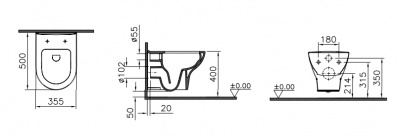 Унитаз Vitra Zentrum Rim-Ex 5795B003-0075 подвесной без сиденья