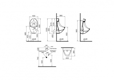 Писсуар Vitra Arkitekt 4106B003-5291 подвод воды сзади с инфракрасным датчиком