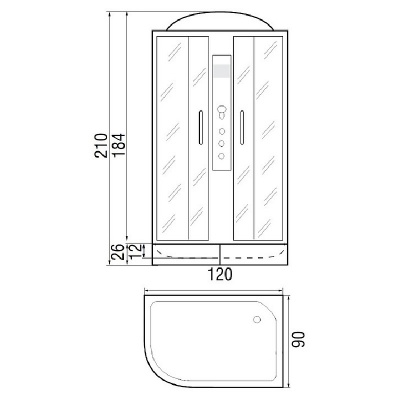 Душевая кабина River Desna 120x90x26 МТ R 10000002993+10000003000 с поддоном