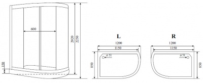 Душевая кабина Timo Comfort 120x85 T-8802RF Fabric Glass с гидромассажем
