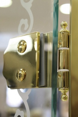 Душевая дверь в нишу Cezares RETRO-A-B-1-90-CP-G-L профиль Золото стекло прозрачное с матовым узором