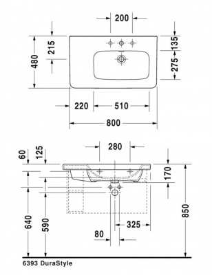 Раковина Duravit Durastyle 80 2326800000 Белая