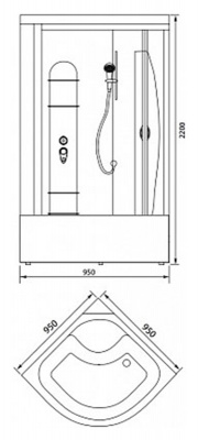 Душевая кабина Aquanet Sirius 95x95 с гидромассажем