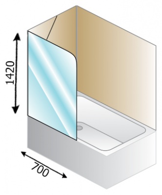 Шторка для ванны Kolpa San Terra TS 70 профиль хром, стекло прозрачное