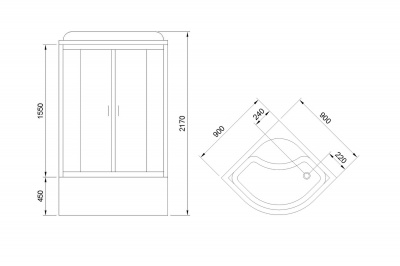 Душевая кабина Royal Bath ВК 90x90 RB90BK3-WT-CH с гидромассажем стекло прозрачное задняя стенка Белая