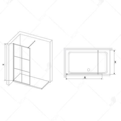 Душевая перегородка RGW Walk In WA-11-B 90 профиль Черный стекло прозрачное