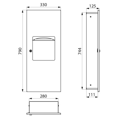 Интегрированная панель: мусорная корзина и диспенсер полотенец, 10 л