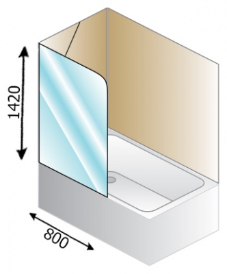 Шторка для ванны Kolpa San Terra TS 80 профиль хром, стекло прозрачное