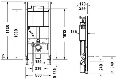 Инсталляция Duravit DuraSystem WD1001000000 для унитаза без клавиши смыва