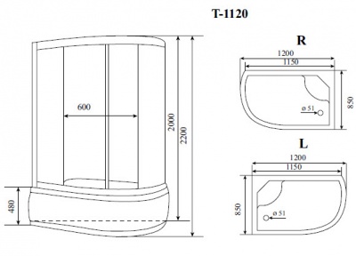 Душевая кабина Timo Comfort 120x85 L T-8820LC Clean Glass с гидромассажем