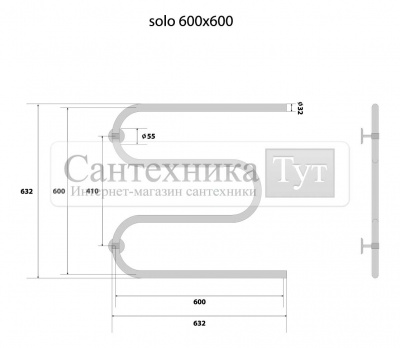 Полотенцесушитель Energy Solo 600x600 водяной хром