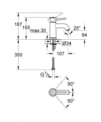 Смеситель для раковины Grohe BauClassic 23162000 Хром