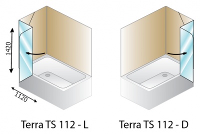 Шторка для ванны Kolpa San Terra TS 112 профиль хром, стекло прозрачное L