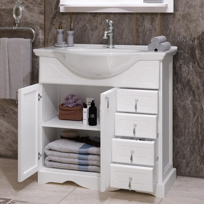 Комплект мебели для ванной Opadiris Клио 80 Белый матовый со светильником Рустика Хром