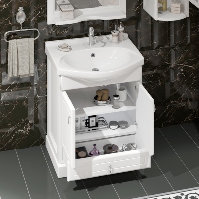 Комплект мебели для ванной Opadiris Клио 65 Белый матовый со светильником Рустика Хром