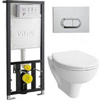 Комплект унитаза с инсталляцией Vitra S20 9004B003-7202 с сиденьем Микролифт и кнопкой смыва Хром