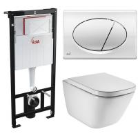 Комплект унитаза Roca The Gap Clean Rim 34647L000 с инсталляцией Alcaplast Sadromodul AM101/1120+M71 с сиденьем Микролифт и клавишей смыва Хром