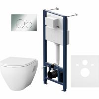 Комплект унитаза с инсталляцией AM.PM Spirit V2.0 FlashClean IS49051.701738 с сиденьем Микролифт и клавишей смыва Хром