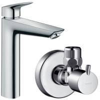 Смеситель для раковины Hansgrohe Logis 71090000 с запорным вентилем 13901000 Хром