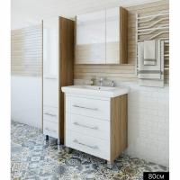 Тумба с раковиной Sanflor Ларго 80 С0002112 Белая Швейцарский вяз