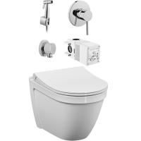 Комплект унитаза Vitra S 50 5956B003-0101 с гигиеническим душем Vitra Minimax S A49218EXP с сиденьем Микролифт Хром