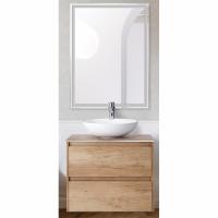 Комплект мебели для ванной BelBagno SET-KRAFT-600-RNN-C-BB344-LOY-GRT-600/800 с зеркалом и смесителем Rovere Nebrasca Nature, столешница - Cemento (без нанесения узора)