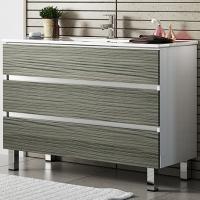 Тумба с раковиной SanVit Кубэ-3 120 с фактурой под дерево Шелк Сталь