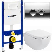 Комплект унитаза BelBagno Alpina BB10100CHR с инсталляцией Geberit Duofix Delta 458.124.21.1 с сиденьем Микролифт и клавишей смыва Хром