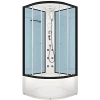 Душевая кабина Domani-Spa Delight 88 High 80x80 DS01D88HDbCl10 с гидромассажем профиль Черный задние стенки Синие