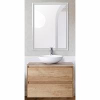 Комплект мебели для ванной BelBagno SET-KRAFT-700-RNN-C-BB344-LOY-GRT-600/800 с зеркалом и смесителем Rovere Nebrasca Nature, столешница - Cemento (без нанесения узора)