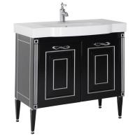 Тумба под раковину Aquanet Паола Домино 90 186120 Черный глянец патина Серебро