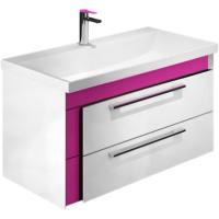 Тумба с раковиной Iddis Color Plus 90 подвесная Белая Розовая
