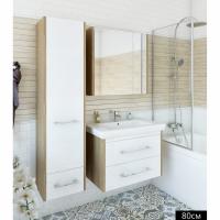Тумба с раковиной Sanflor Ларго 2 80 С0002123 Белая Швейцарский вяз