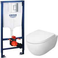Комплект унитаза AM.PM Awe C111738WH с инсталляцией Grohe Rapid SL 38772001 с сиденьем Микролифт и клавишей смыва Хром