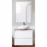 Комплект мебели для ванной BelBagno SET-KRAFT-600-BO-C-BB344-LOY со смесителем Bianco Opaco, столешница - Cemento (без нанесения узора)